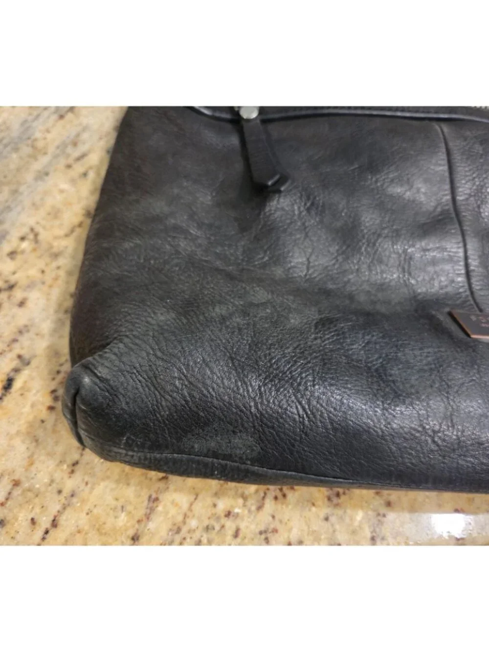 Vtg FOSSIL DAWSON Foldover Leather messenger bag satchel purse *holes* No Strap
